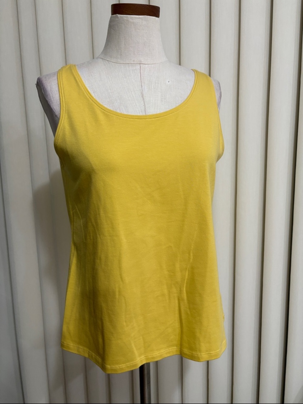 Eileen Fisher Yellow Scoop Neck Tank organic cotton stretch  size Med relaxed